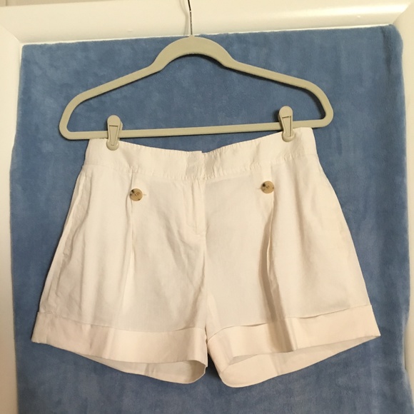 Theory White Linen Shorts - Picture 1 of 2
